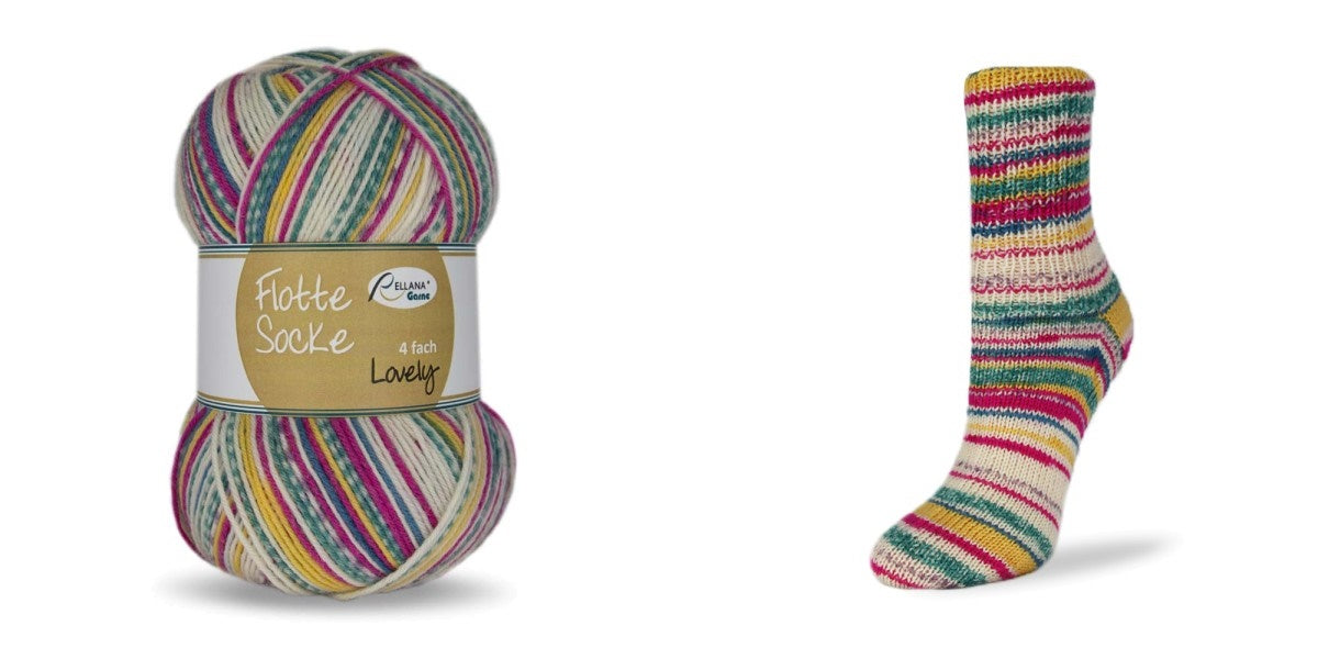 Flotte Socke Lovely von Rellana - 4fädige Sockenwolle mit Baumwolle - 100 g = 400 m
