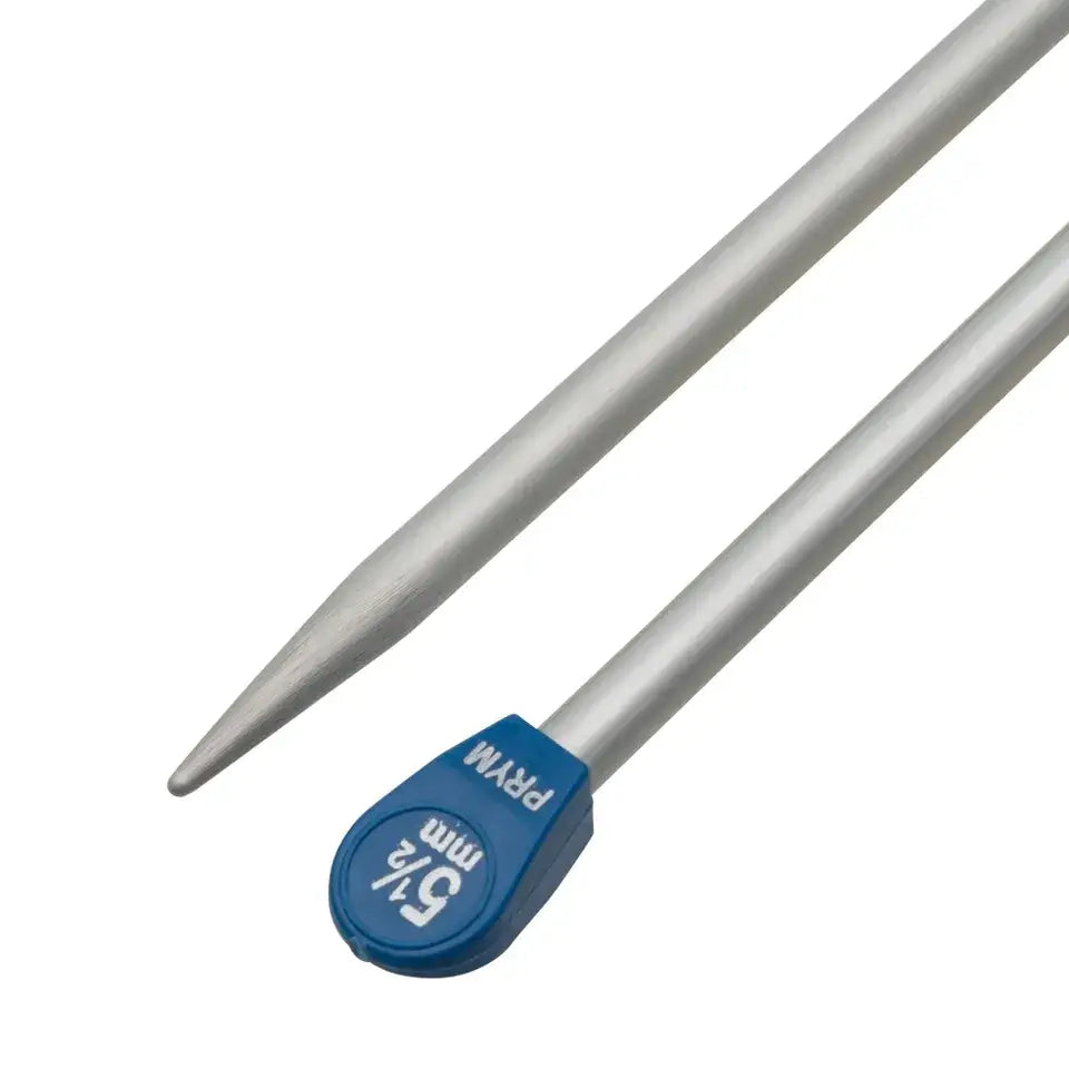 Single pointed knitting needles made of aluminum in various thicknesses and lengths from Prym
