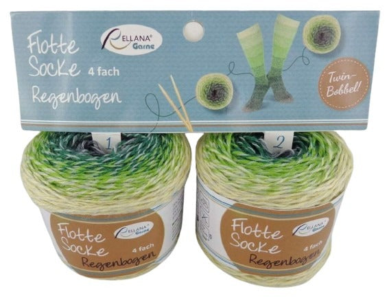 Flotte Socke Regenbogen von Rellana = Twin Bobbel 2 x 50 g