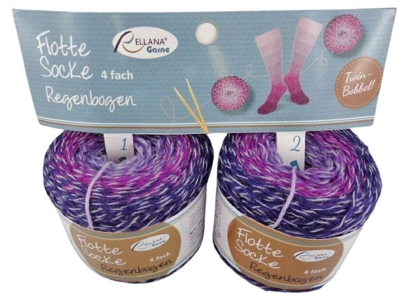 Flotte Socke Regenbogen von Rellana = Twin Bobbel 2 x 50 g