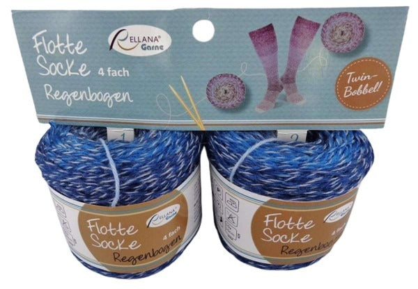 Flotte Socke Regenbogen von Rellana = Twin Bobbel 2 x 50 g
