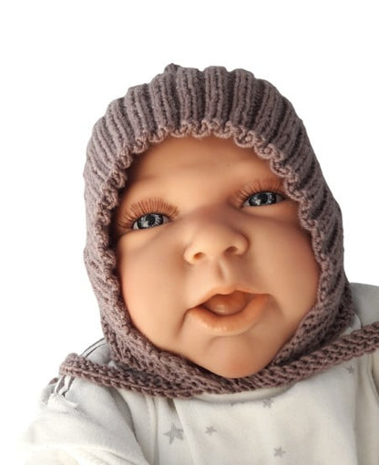 Baby hat, Pixie hat, 100% wool (Merino), hand-knitted, size 0-6 / 6-12 months