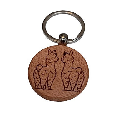 Schlüsselanhänger aus Holz mit Alpaca