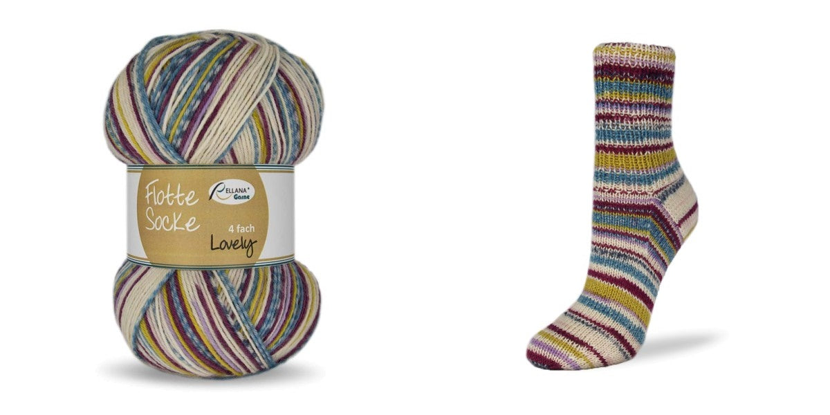 Flotte Socke Lovely von Rellana - 4fädige Sockenwolle mit Baumwolle - 100 g = 400 m