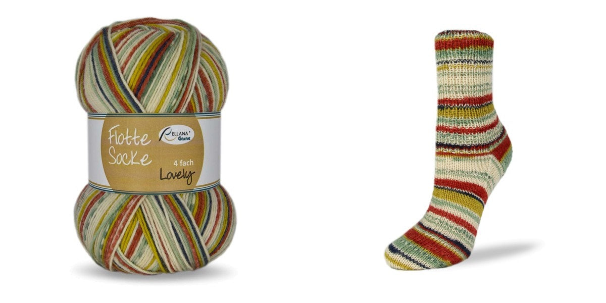Flotte Socke Lovely von Rellana - 4fädige Sockenwolle mit Baumwolle - 100 g = 400 m