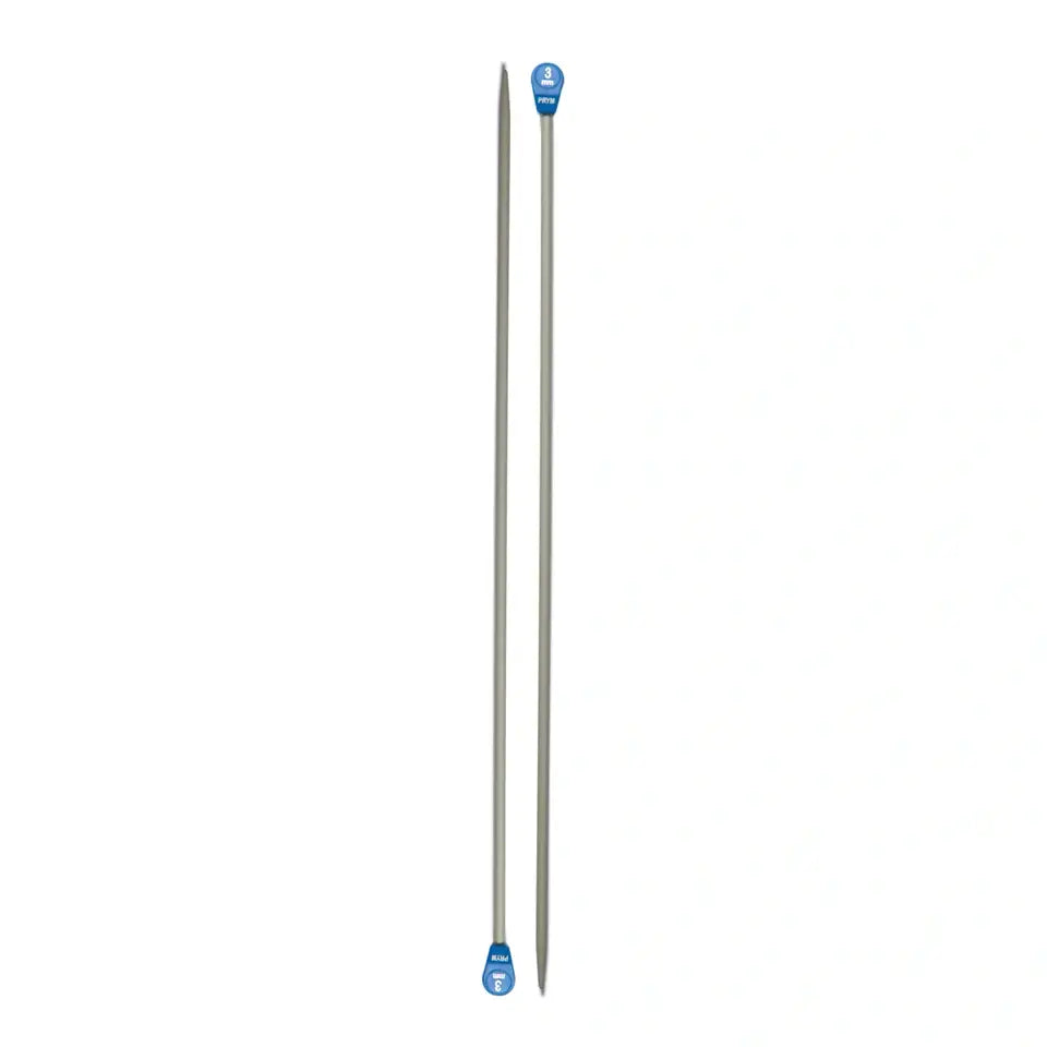 Single pointed knitting needles made of aluminum in various thicknesses and lengths from Prym