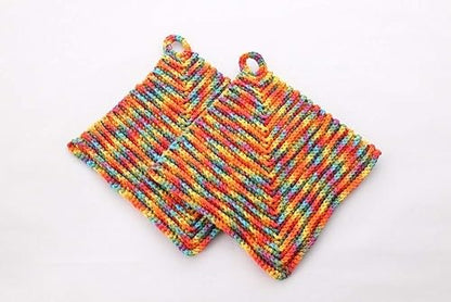 colorful potholders thickly crocheted in classic style approx. 19 x 19 cm - 100 % cotton