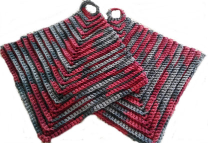 colorful potholders thickly crocheted in classic style approx. 19 x 19 cm - 100 % cotton