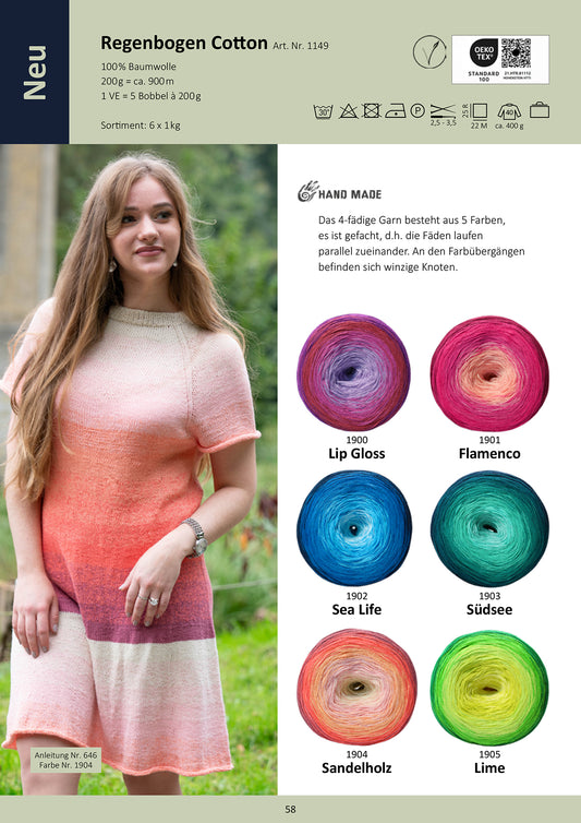 Rellana - Regenbogen Cotton - 200 g / ca 900 m