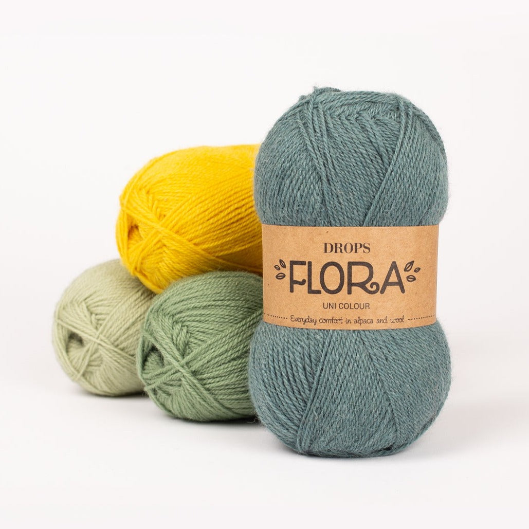 DROPS Flora Uni ein weiches Garn aus Wolle und Alpaca in verschiedenen Farben