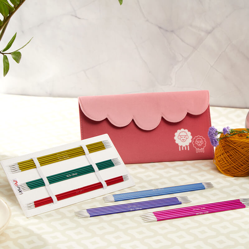 Knit Pro ZING σετ βελόνων 15 cm σε 5 μεγέθη βελόνων και ωραία τσάντα